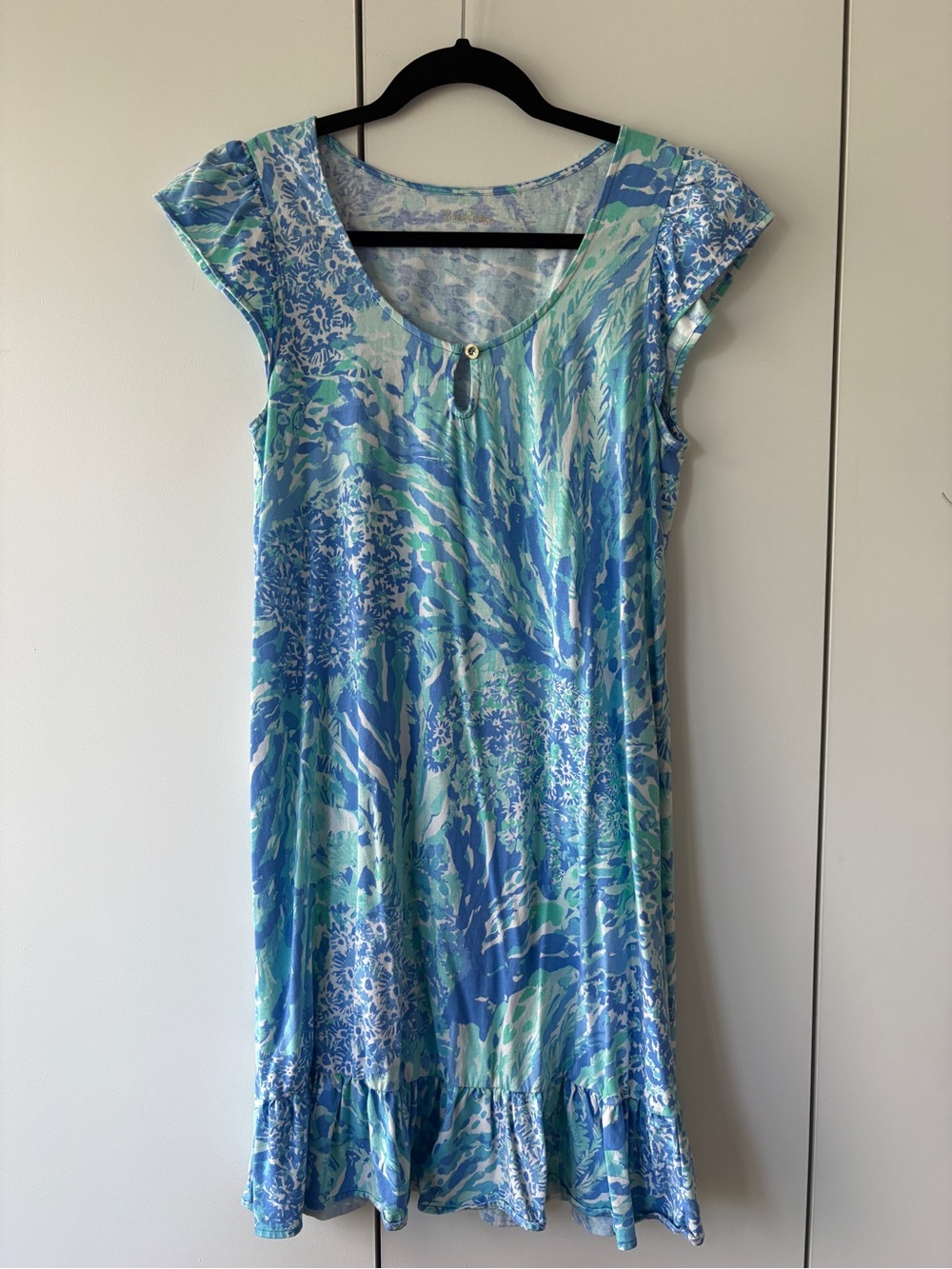 Lily Pulitzer Size Small Floral Wave Cap-Sleeve Women's Dress